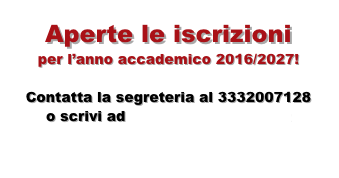 Aperte le iscrizioni
per l’anno accademico 2016/2027!
Contatta la segreteria al 3332007128
o scrivi ad info@silenceschool.it